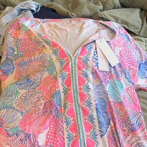 Lilly Pulitzer Vibrant Asymmetrical Dress in Pink and Blue